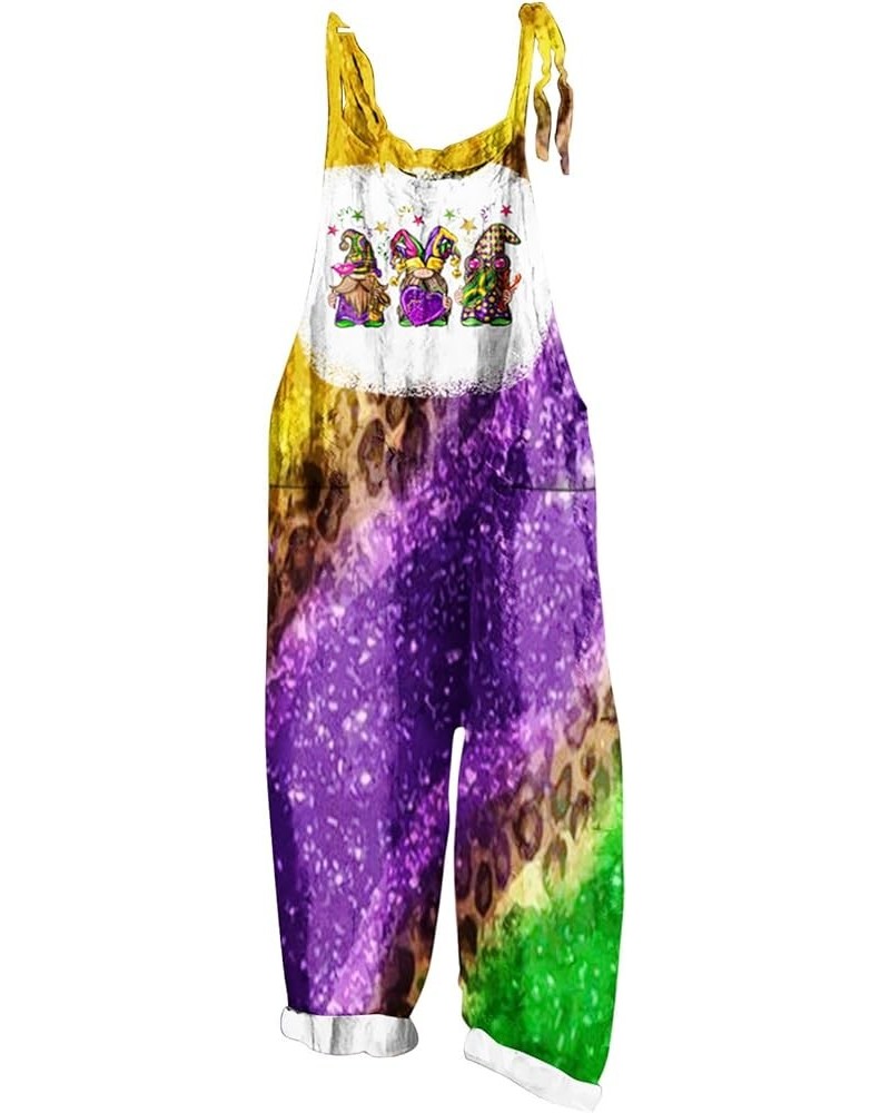 Mardi Gras Outfit for Women Mardi Gras Mask Print Jumpsuits Sleeveless Long Pants Fashion Overalls Plus Size Rompers Multicol...