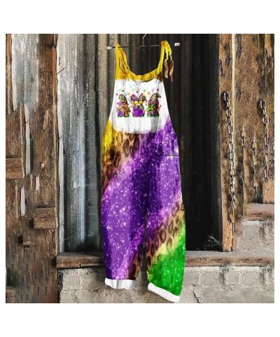 Mardi Gras Outfit for Women Mardi Gras Mask Print Jumpsuits Sleeveless Long Pants Fashion Overalls Plus Size Rompers Multicol...