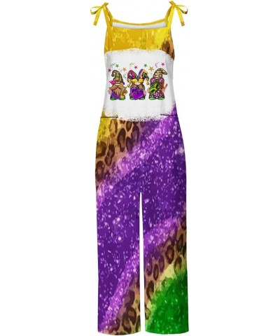 Mardi Gras Outfit for Women Mardi Gras Mask Print Jumpsuits Sleeveless Long Pants Fashion Overalls Plus Size Rompers Multicol...