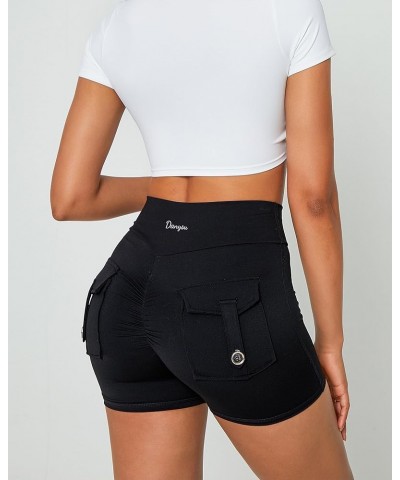 Women Pocket Shorts Cross High Waist Scrunch Butt Booty Workout Lifting Athletic Gym Bottoms Black $15.07 Activewear