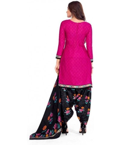 Readymade Patiala Punjabi Salwar Suit of Crepe Fabric with Chiffon Dupatta for Women & Girls Pink-34 $23.39 Suits