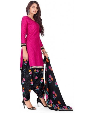 Readymade Patiala Punjabi Salwar Suit of Crepe Fabric with Chiffon Dupatta for Women & Girls Pink-34 $23.39 Suits