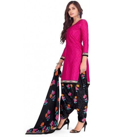 Readymade Patiala Punjabi Salwar Suit of Crepe Fabric with Chiffon Dupatta for Women & Girls Pink-34 $23.39 Suits