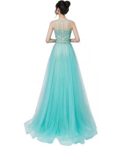 Women's Applique Tulle Prom Dress Long Mermiad Wedding Party Gowns for Bridal Mint $33.28 Dresses