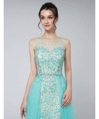 Women's Applique Tulle Prom Dress Long Mermiad Wedding Party Gowns for Bridal Mint $33.28 Dresses