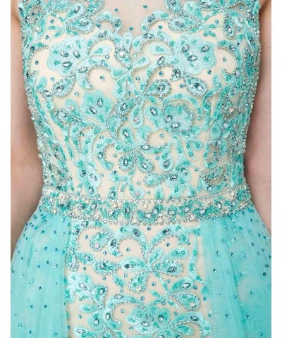 Women's Applique Tulle Prom Dress Long Mermiad Wedding Party Gowns for Bridal Mint $33.28 Dresses