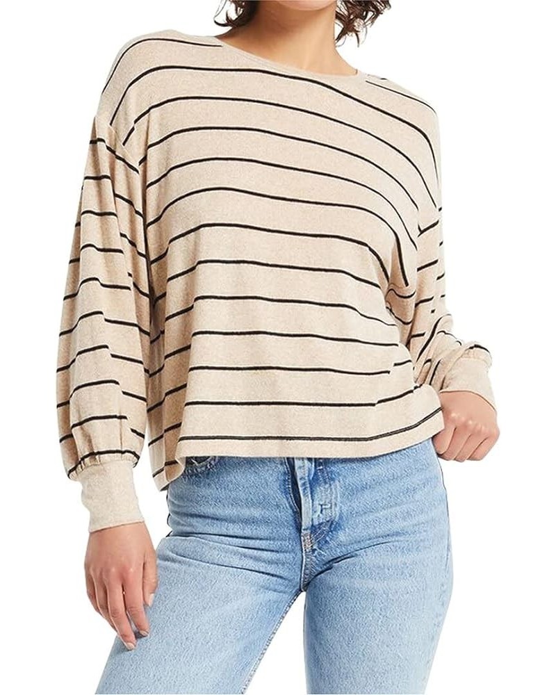 Mira Stripe Marled Top In Oatmeal ZT214362 Oatmeal $35.42 Sweaters