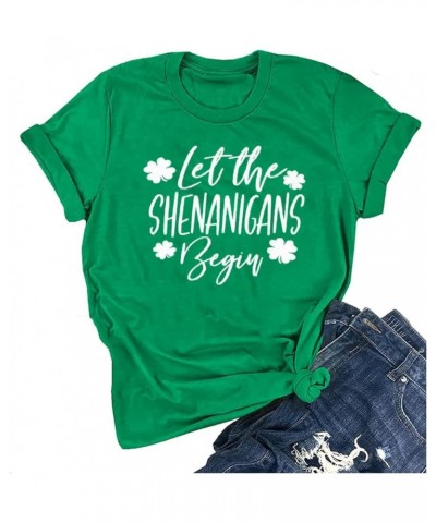 Women St Patrick's Day Shirt Shenanigan Coordinator Tee Lucky Clover Graphic Irish Shamrock Gift Novelty Tee Tops Green-01s1 ...