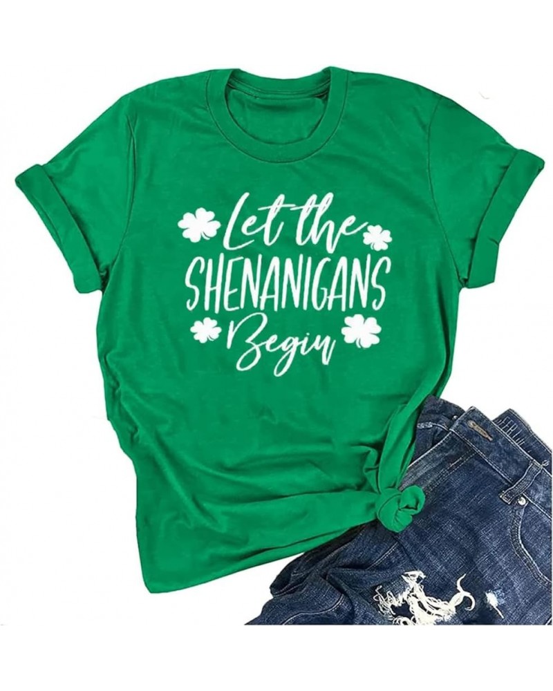 Women St Patrick's Day Shirt Shenanigan Coordinator Tee Lucky Clover Graphic Irish Shamrock Gift Novelty Tee Tops Green-01s1 ...