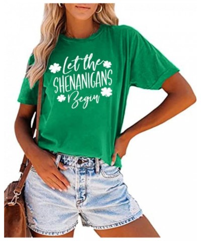 Women St Patrick's Day Shirt Shenanigan Coordinator Tee Lucky Clover Graphic Irish Shamrock Gift Novelty Tee Tops Green-01s1 ...