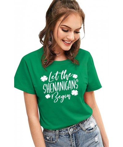 Women St Patrick's Day Shirt Shenanigan Coordinator Tee Lucky Clover Graphic Irish Shamrock Gift Novelty Tee Tops Green-01s1 ...