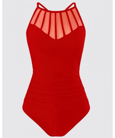 One Piece Swimsuits for Women Tummy Control Bathing Suits Sexy Criss Cross Back Swimwear 1-2 Red $10.35 Swimsuits