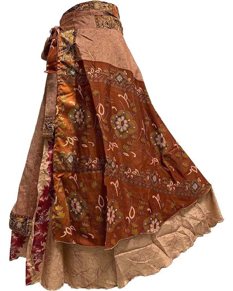 Pure Silk Reversible Boho Gypsy Wrap-Around Layered Skirt Jk289 $25.48 Skirts