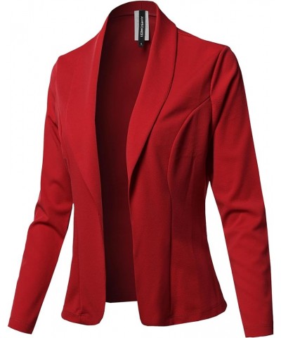 Women's Awesome 21 Solid Long Sleeve Open Front Office Blazer Jacket Aawcjl0072 Red $15.67 Blazers