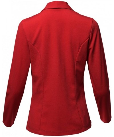 Women's Awesome 21 Solid Long Sleeve Open Front Office Blazer Jacket Aawcjl0072 Red $15.67 Blazers