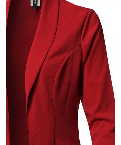 Women's Awesome 21 Solid Long Sleeve Open Front Office Blazer Jacket Aawcjl0072 Red $15.67 Blazers