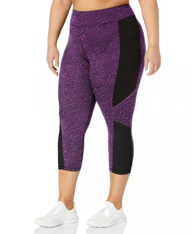 Women's Plus Size Active Pieced Stretch Capri, Spot On Plum Dream/Black, 2X $12.15 Pants