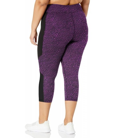 Women's Plus Size Active Pieced Stretch Capri, Spot On Plum Dream/Black, 2X $12.15 Pants