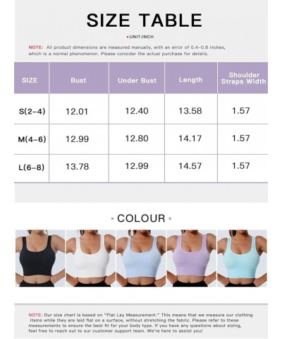 Women Sports Yoga Bras Stretchy Gym Work Out Sets Padded Seamless Knit Crop Tops Activewear (2 Pack) Square Neck White+purple...