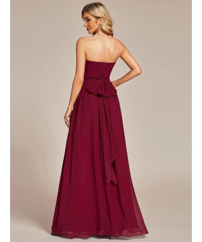 Women's Chiffon Pleated A Line Tie-Waist Convertible Bridesmiad Dress 01491 Burgundy $28.55 Dresses