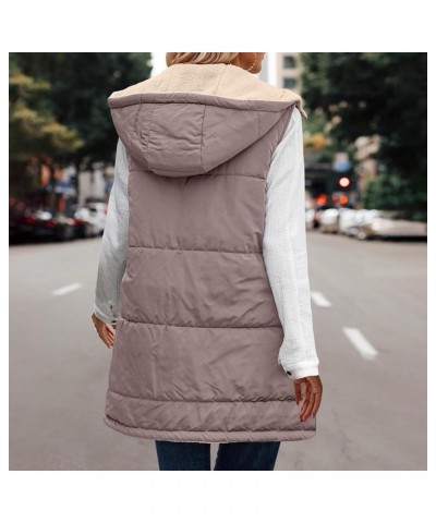 Long Puffer Vest for Women Winter Sleeveless Warm Vest Zip Up Stand Collar Jacket Solid Thickened Hooded Puffy Coat Womens Lo...