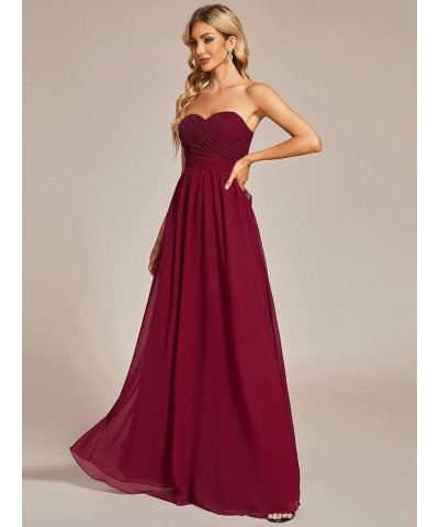 Women's Chiffon Pleated A Line Tie-Waist Convertible Bridesmiad Dress 01491 Burgundy $28.55 Dresses