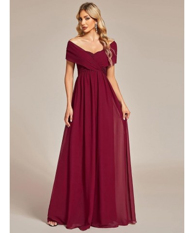 Women's Chiffon Pleated A Line Tie-Waist Convertible Bridesmiad Dress 01491 Burgundy $28.55 Dresses