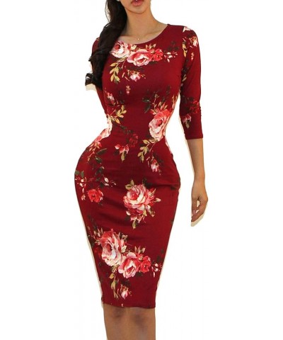 Women's USA Classic Slim Fit Bodycon Pencil Midi Dress Gg27 $10.80 Dresses