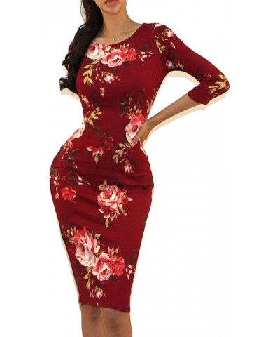 Women's USA Classic Slim Fit Bodycon Pencil Midi Dress Gg27 $10.80 Dresses