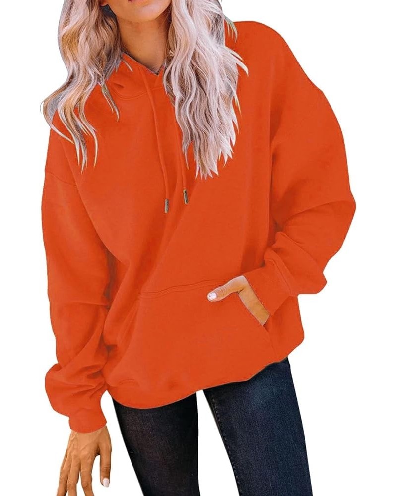 Women's Casual Hoodies Long Sleeve Lightweight Pullover Tops Loose Spring Sweatshirt with Pocket Orange $8.40 Activewear