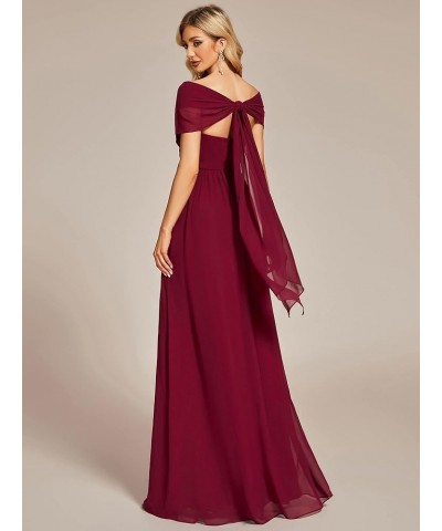 Women's Chiffon Pleated A Line Tie-Waist Convertible Bridesmiad Dress 01491 Burgundy $28.55 Dresses