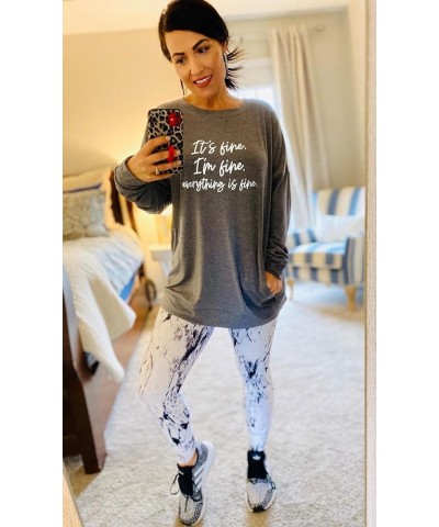 Women Its Fine Im Fine Everything Is Fine Letter Long Sleeve Tunics Sweatshirt with Pockets 1-b--grey $11.96 Hoodies & Sweats...