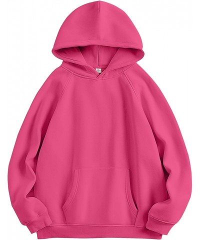 Women Hoodies Fleece Oversized Sweatshirt Casual Basic Long Sleeve Athletic Workout Pullover Fall Clothes Hot Pink $26.54 Hoo...