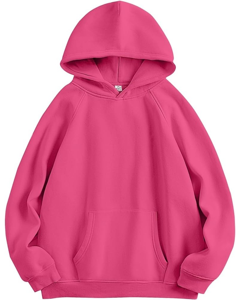 Women Hoodies Fleece Oversized Sweatshirt Casual Basic Long Sleeve Athletic Workout Pullover Fall Clothes Hot Pink $26.54 Hoo...