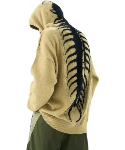 Y2K Vintage Centipede Bone Knitted Grunge Sweatershit Oversized Pullover Loose Sweater Streetwear Hoodies Brown $29.57 Sweaters