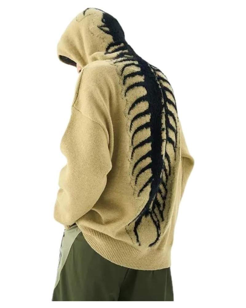 Y2K Vintage Centipede Bone Knitted Grunge Sweatershit Oversized Pullover Loose Sweater Streetwear Hoodies Brown $29.57 Sweaters