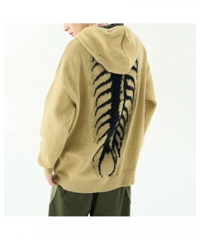 Y2K Vintage Centipede Bone Knitted Grunge Sweatershit Oversized Pullover Loose Sweater Streetwear Hoodies Brown $29.57 Sweaters