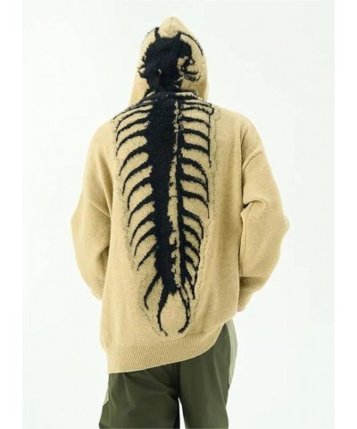 Y2K Vintage Centipede Bone Knitted Grunge Sweatershit Oversized Pullover Loose Sweater Streetwear Hoodies Brown $29.57 Sweaters