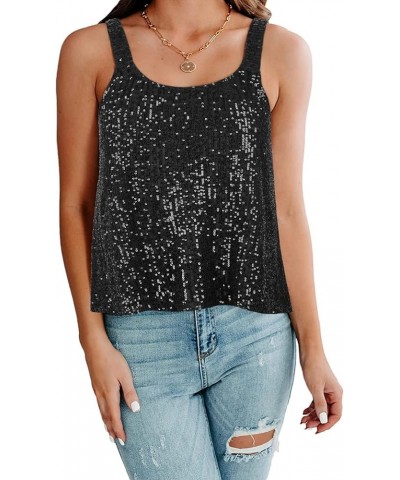 Women's Sparkle Sequin Tank Tops Sparkly Camisole Glitter Party Shirts Flowy Vest Dressy Tops Black $21.31 Tanks