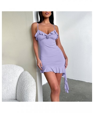 Womens Sexy Corset Mini Dress Spaghetti Strap Bodycon Dress Y2k Low Cut Flowy Short Dress Party Going Out Dresses M Purple $9...