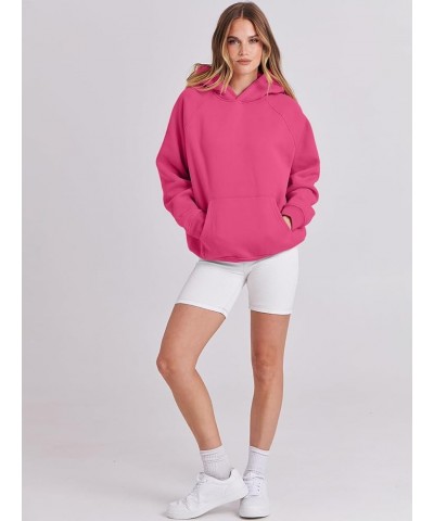 Women Hoodies Fleece Oversized Sweatshirt Casual Basic Long Sleeve Athletic Workout Pullover Fall Clothes Hot Pink $26.54 Hoo...