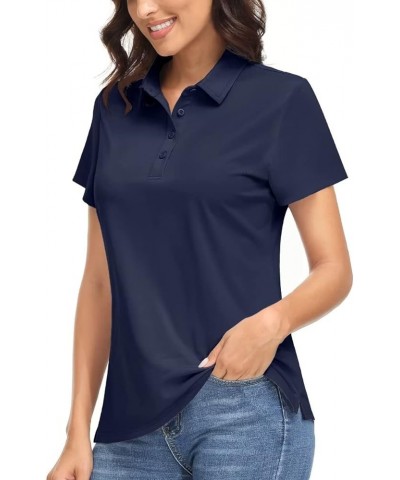 Women's Polo Shirts UPF 50+ Sun Protection Short Sleeve Quick Dry Lightweight 4-Button Tennis Golf Shirt Navy $14.78 Tops