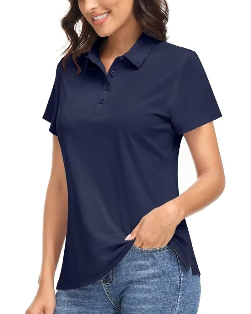 Women's Polo Shirts UPF 50+ Sun Protection Short Sleeve Quick Dry Lightweight 4-Button Tennis Golf Shirt Navy $14.78 Tops