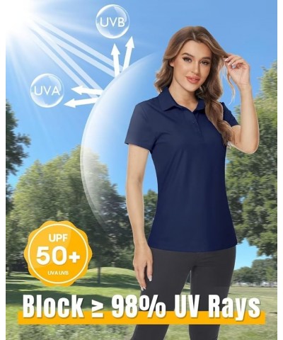 Women's Polo Shirts UPF 50+ Sun Protection Short Sleeve Quick Dry Lightweight 4-Button Tennis Golf Shirt Navy $14.78 Tops