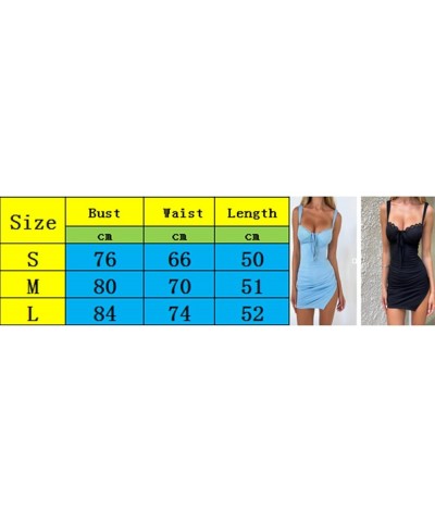 Women Y2k Going Out Mini Dress Sexy Spaghetti Strap Backless Lace Trim Slit Bodycon Short Party Dresses Blue $8.39 Dresses