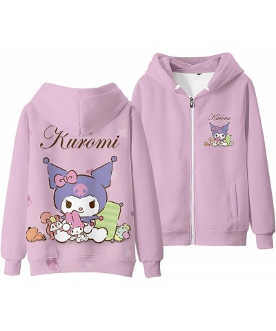 Kuromi Hoodie Sweatshirts Women's Zipper Hooded Sweater Girls Kawaii Cartoon Long Sleeve Pullover Thin / Color 11 $16.52 Hood...