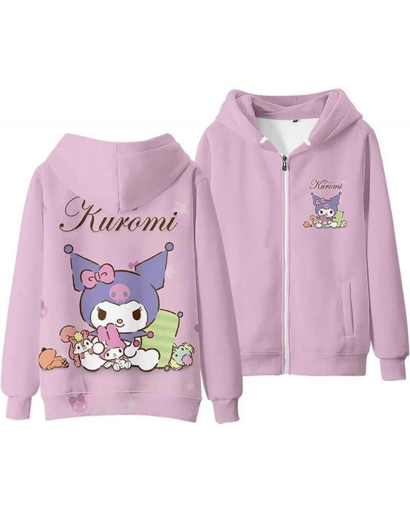 Kuromi Hoodie Sweatshirts Women's Zipper Hooded Sweater Girls Kawaii Cartoon Long Sleeve Pullover Thin / Color 11 $16.52 Hood...