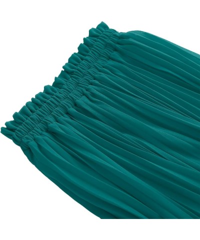 Women's Pleated A-Line High Waist Swing Flare Midi Skirt Teal $16.66 Skirts