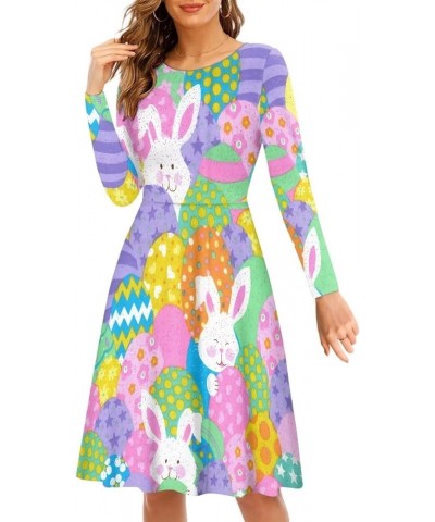 Summer Long Sleeve Dress for Women Novelty Dresses Crewneck T-Shirts Sundress Regular Fit Dress Size S-4XL Rabbits $10.63 Dre...