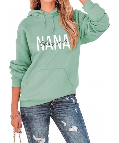 Blessed Nana Hoodie Tops for Women Grandma Life Sweatshirt Casual Loose Pullover Tops Letter Graphic Hooded Shirt Green $16.4...